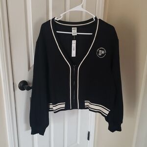 PINK Victoria's Secret Black and White Zip-Up Cardigan Style